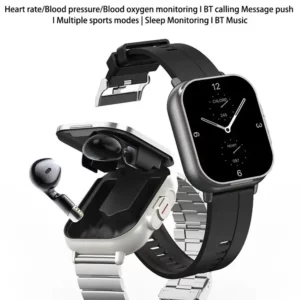 2 IN 1 Smart Watch Wireless Earbuds 2.01inch Screen BT Music Heart Rate Sports Assistant D8PRO Smartwatch with Silicone Sleeve - Image 4
