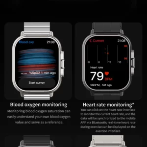 2 IN 1 Smart Watch Wireless Earbuds 2.01inch Screen BT Music Heart Rate Sports Assistant D8PRO Smartwatch with Silicone Sleeve - Image 5