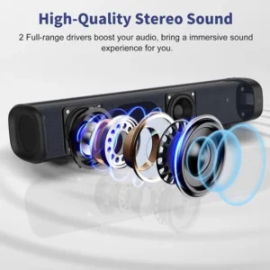 Echo Wall TV Sound Bar 2.0 Home Theater Surround Sound System Wireless Bluetooth 5.3 Computer Speaker Aux USB Optical Connection - Image 5