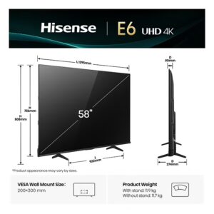 Hisense 58 inch Smart TV UHD 4K E6Q-Dolby Vision,AI 4K Upscaler,Gaming in Dolby,Smooth Motion with MEMC,AI Sports Mode,Voice Control,Share to TV,Youtube,Netflix,Disney+,Shahid 58E6Q (2025 UAE Version) 58E6Q black - Image 9