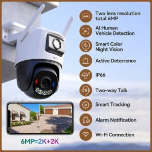 Outdoor Security Camera 6MP Dual-Lens Wi-Fi CCTV Camera Cruiser Dual 2 Night Vision Dustproof Waterproof two-way talk support AI Human & Vehicle Detection Micro SD Card Slot (up to 512GB) - Image 6