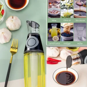 New Glass Oil and Vinegar Dispenser Measuring Oil Pourer for Kitchen Wide Opening for Easy Refill and Cleaning Clear Glass - Image 3