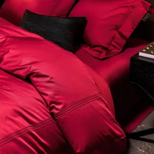 1000TC Egyptian Cotton Burgundy Luxury Bedding Set Double Queen King Size Duvet Cover Bed Sheet/Fitted Sheet Pillowcases 4Pcs - Image 3