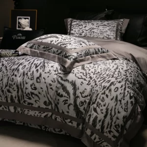 Luxury Bedding Set 1000TC Egyptian Cotton Queen King Size Zebra Print 1 Duvet Cover Set, 1 Flat/Fitted Bed Sheet, 2 Pillowcases - Image 7
