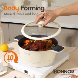 DONNOR 15pcs/set Cookware Set Non Stick Pan Aluminum+Ceramic Cookware Frying Pan Soup Pot with Lid Anti Scald Double Ear Stove - Image 3