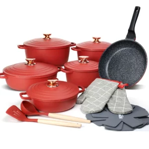 DONNOR Best Ceramic Non-Stick Frying Pan Cookware 18 Piece Set Scratch-Resistant Reusable with Lid and Spatula Dishwasher-Safe - Image 7