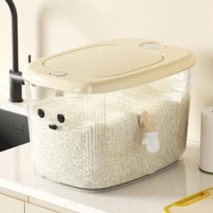 UFORU Household plastic rice bucket insect proof moisture pressing food grade sealed large capacity rice storage box - Image 2