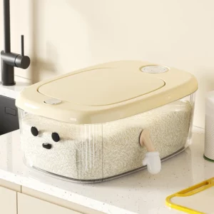 UFORU Household plastic rice bucket insect proof moisture pressing food grade sealed large capacity rice storage box - Image 3