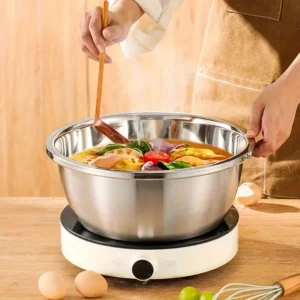Stainless Steel Rice Washing Bowl with Drain Holes, 2-in-1 Vegetable Fruit Strainer Colander Basket for Kitchen Sink - Image 5