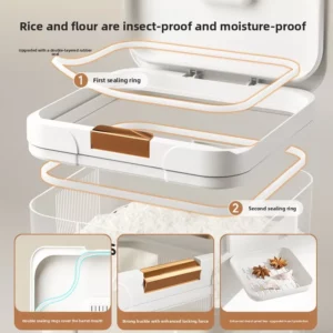 Flour storage tank Household food grade Sealed rice Grain noodles Large capacity storage Insect-proof and moisture-proof - Image 3