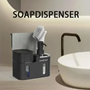 Kitchen Hand and Dish Soap Dispenser Set, Double Soap Dispenser with Sponge Holder and Rag Holder 4 in 1 Kitchen Sink Countertop - Image 5