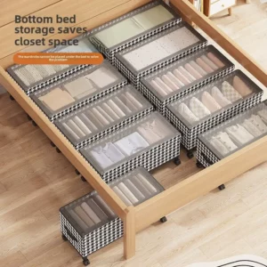 Student dormitory bed dustproof transparent clothes storage box rental artifact sorting storage box with wheel storage basket - Image 2