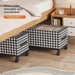 Student dormitory bed dustproof transparent clothes storage box rental artifact sorting storage box with wheel storage basket - Image 3