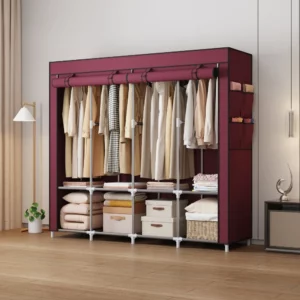 Portable Closet Large Household Multi-laye Economy Fabric Wardrobe Dustproof Rental Room Single Person Closet Clothes Organizer - Image 2
