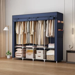 Portable Closet Large Household Multi-laye Economy Fabric Wardrobe Dustproof Rental Room Single Person Closet Clothes Organizer - Image 4