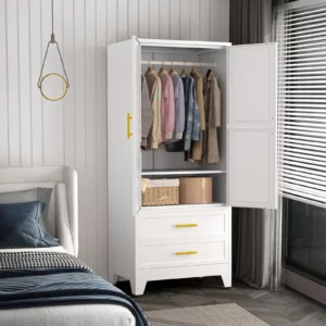 2 Door Metal Locker Iron Wardrobe Almirah Cabinet Metal Armoire Closet For Kids Bedroom, Laundry Room,Home - Image 5