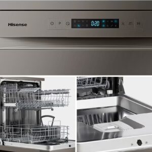 Hisense Freestanding Stainless Steel Dishwasher HS622E90G, 13 Place Settings, 2 Basktes, 8 Programs, Eco Program, Crystal Wash, Extra Dry, Half Load, Power Off Memory, Self-Clean Program, Child Lock, Start Delay 44 kg 1850 W HS622E90G Grey - Image 7