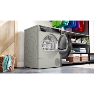 BOSCH 9 Kg Free-Standing Heat Pump Dryer with EcoSilence Drive, Touch Dial, Sensitive Drying System, Anti-Vibration Design, Series 8, WQB245BXGC, Silver Inox WQB245BXGC Silver Inox - Image 3