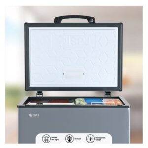 SPJ 150L Chest Freezer, Single Door Hard Top Smooth White Interior, Sliding Inner Door, Powerful Compressor, Home & Restaurant Freezer 150L chest freezer energy saving chest freezer,High-Efficiency Compressor, Low Noise, Energy Saving, LED Light(Grey) - Image 5