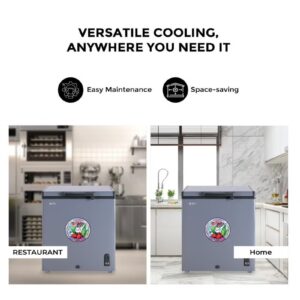 SPJ 150L Chest Freezer, Single Door Hard Top Smooth White Interior, Sliding Inner Door, Powerful Compressor, Home & Restaurant Freezer 150L chest freezer energy saving chest freezer,High-Efficiency Compressor, Low Noise, Energy Saving, LED Light(Grey) - Image 6