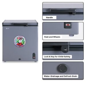 SPJ 150L Chest Freezer, Single Door Hard Top Smooth White Interior, Sliding Inner Door, Powerful Compressor, Home & Restaurant Freezer 150L chest freezer energy saving chest freezer,High-Efficiency Compressor, Low Noise, Energy Saving, LED Light(Grey) - Image 7