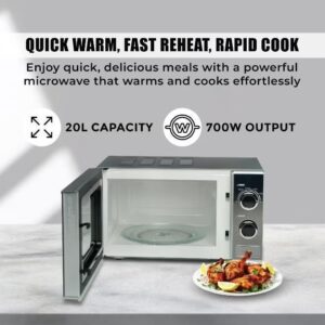 SPJ SPJ Microwave Oven 20L, 700W, 6 Power Levels, Defrost Function, 30-Minute Timer – Silver - Image 6