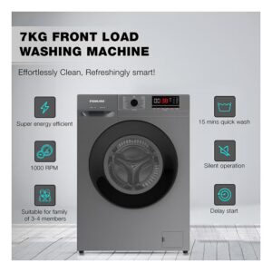NIKAI 7KG 16 Programs Front Load Washer, Steam Wash, 1000 RPM, 4 Star Energy Saving, Fully Automatic Washing Machine, Digital LCD Display, Child Lock, Best For Home And Small Family 7 kg 137 kW 7 kg 137 kW NWM701FN9S Silver - Image 6