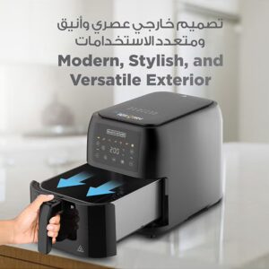 BLACK+DECKER Digital Air Fryer, 8L Family-Sized Capacity, 7 Preset Functions, Rapid Air Convection for Healthy Frying, Adjustable Temperature 80-200°C, Easy Clean, 8 L 1700 W SAF80-B5 Black - Image 3