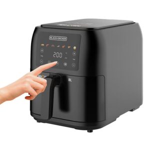 BLACK+DECKER Digital Air Fryer, 8L Family-Sized Capacity, 7 Preset Functions, Rapid Air Convection for Healthy Frying, Adjustable Temperature 80-200°C, Easy Clean, 8 L 1700 W SAF80-B5 Black - Image 5