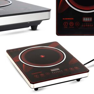 Digital Control Electric Infrared Cooker, Single Cooking Hob, Burner With Adjustable Temperature, Energy Saving/ Touch Control, 20 Settings, Stainless Steel Body and Tempered Glass Panel, 2 Years Warranty 2200 W OMIC2092M Black/Red - Image 3