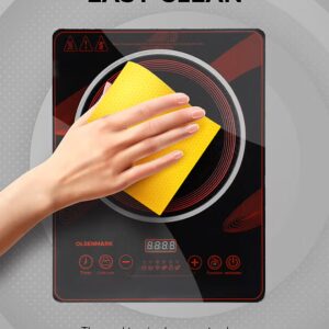 Digital Control Electric Infrared Cooker, Single Cooking Hob, Burner With Adjustable Temperature, Energy Saving/ Touch Control, 20 Settings, Stainless Steel Body and Tempered Glass Panel, 2 Years Warranty 2200 W OMIC2092M Black/Red - Image 4