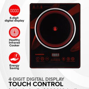 Digital Control Electric Infrared Cooker, Single Cooking Hob, Burner With Adjustable Temperature, Energy Saving/ Touch Control, 20 Settings, Stainless Steel Body and Tempered Glass Panel, 2 Years Warranty 2200 W OMIC2092M Black/Red - Image 6