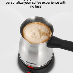 Electric Turkish Coffee Maker 0.8L Capacity, Stainless Steel | 360-Degree Rotation | Non-Automatic Cut Off | Coffee Kettle for Home Office 800 ml 800 W GK38050 Silver/Black - Image 6