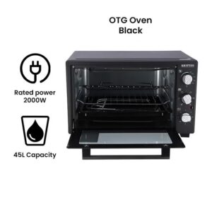 KRYPTON 6-IN-1 Multi-Functional Counter Top Electric Kitchen Oven With Powerful Rotisserie, Crumb Tray, Perfect For Grilling, Toasting And Roasting, 100- 250°C Adjustable Temperature, 60 Minutes Timer with Bell Ring & Power Indicator Light 45 L 2000 W KNO6246 Black - Image 8