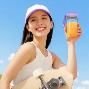 500ML Portable Blender with Lid Rechargeable Wireless Orange Juicer 16 Stainless Blades USB Smoothie Vegetables Fruits Mixer - Image 6