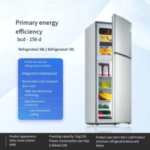 172L Home Bottom Freezer Refrigerator Mini Double Door Two-door Refrigerator and Freezer - Image 7