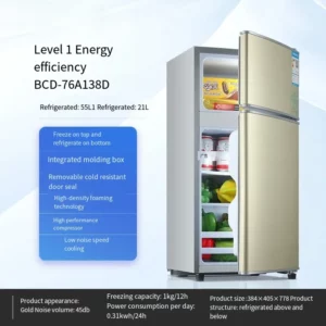 172L Home Bottom Freezer Refrigerator Mini Double Door Two-door Refrigerator and Freezer - Image 6