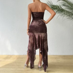 Women's Dresses All Season Fashion Elegant Bowknot Asymmetrical Sleeveless Sweetheart Neck Mini Wrap Streetwear Dresse - Image 4