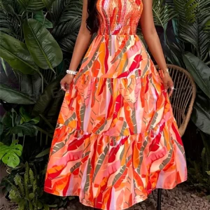 Summer Cross-Border Women's Sleeveless Long Camisole Dress European American Style Print Design for Amazon Commuting Hot Girl - Image 7