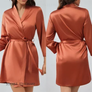 Spring Summer New Female Robe Kimono Bathrobe Gown Ice Silk Sleepwear Home Dress Loose Nightwear Lounge Wear Women Lingerie - Image 2