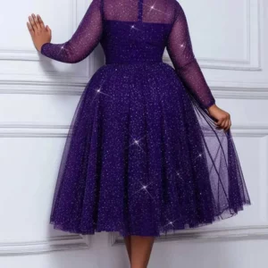 Woman Autumn Clohtes Party Wear Sparkly Purple Dress Luxurious Boutique Evening Dresses Plus Size Sexy Long Sleeve Dress - Image 5