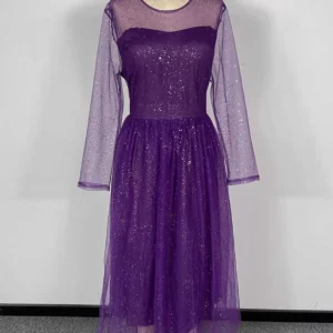 Woman Autumn Clohtes Party Wear Sparkly Purple Dress Luxurious Boutique Evening Dresses Plus Size Sexy Long Sleeve Dress - Image 4
