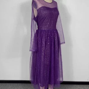 Woman Autumn Clohtes Party Wear Sparkly Purple Dress Luxurious Boutique Evening Dresses Plus Size Sexy Long Sleeve Dress - Image 3