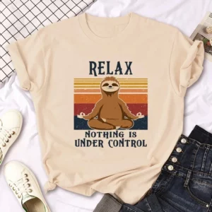 Sloth Printed Tee Women Manga Designer Harajuku T-shirt Girl Streetwear Short Sleeve Round Neck Casual Cute Summer Clothing - Image 9