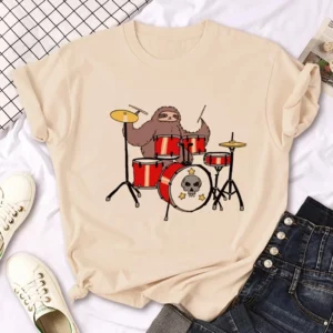 Sloth Printed Tee Women Manga Designer Harajuku T-shirt Girl Streetwear Short Sleeve Round Neck Casual Cute Summer Clothing - Image 7