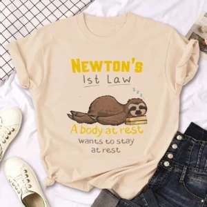 Sloth Printed Tee Women Manga Designer Harajuku T-shirt Girl Streetwear Short Sleeve Round Neck Casual Cute Summer Clothing - Image 3