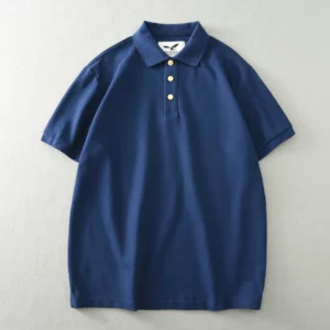 Summer New American Retro Short-sleeved Lapel Heavyweight Solid Color Polo Shirt Men's Simple Washed Yonth Casual Business Tops - Image 3