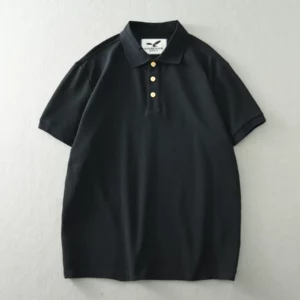 Summer New American Retro Short-sleeved Lapel Heavyweight Solid Color Polo Shirt Men's Simple Washed Yonth Casual Business Tops - Image 4