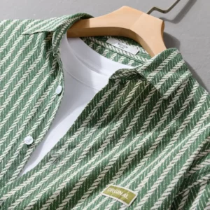 Spring and Autumn Striped Shirt Jacket Male Handsome Youth High -level Sense Top New Long -sleeved Casual Shirt - Image 4