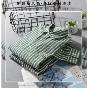 Spring and Autumn Striped Shirt Jacket Male Handsome Youth High -level Sense Top New Long -sleeved Casual Shirt - Image 5